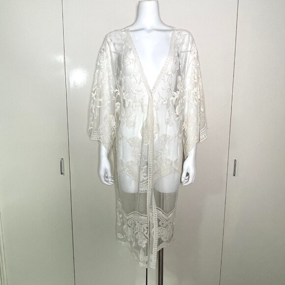 NWOT The She + Sky lace embroidered boho coverup kimono Festival - Picture 8 of 10